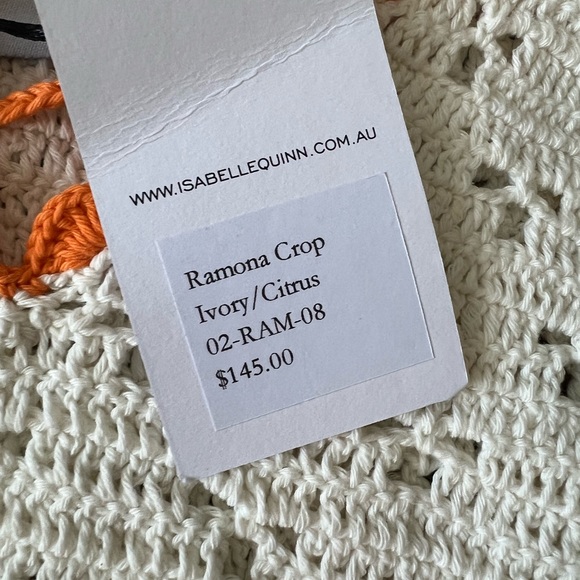 NEW!! $320 Isabelle Quinn - Ramona Crochet Set - Ivory/Citrus- HAND MADE - Picture 4 of 15